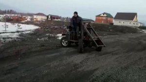 Минитрактор-погрузчик с крабовым ходом. Испытание ходовой.