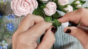 Шикарная веточка с розами / мастер класс / вяжем крючком