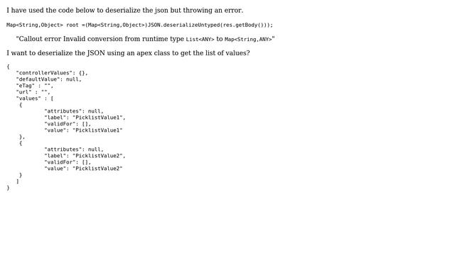 Salesforce: How to deserialize the following JSON to get the list of values? смотреть онлайн