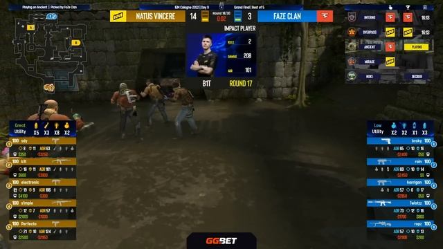 NaVi vs FaZe | Map 3 Ancient | IEM Cologne 2022 - Grand final смотреть онлайн