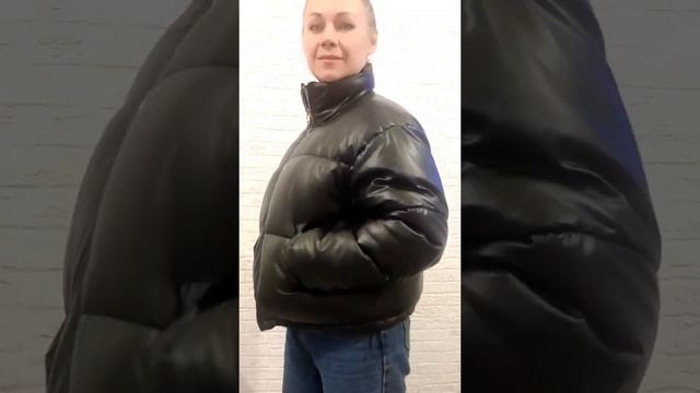 Черная зимняя куртка женская оверсайз из экокожи смотреть онлайн