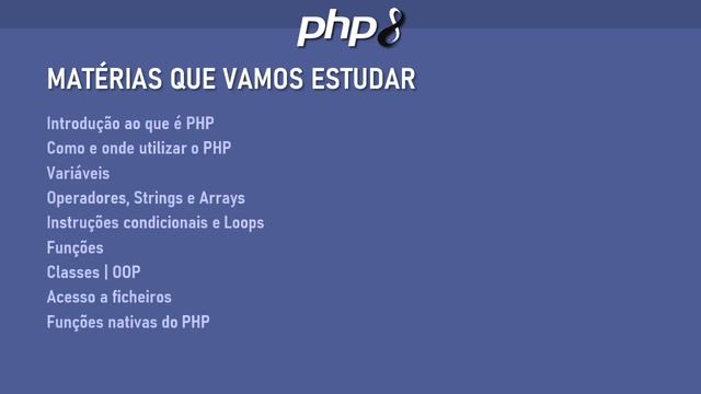 PHP 8 #001 INTRODUÇÃO AO CURSO смотреть онлайн