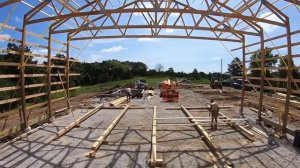 Строительство ангара с использованием деревянных ферм на МЗП