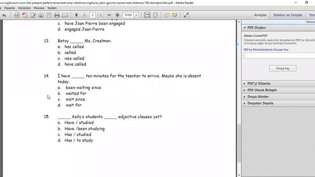 İNGİLİZCE / PRESENT PERFECT TENSE + ALIŞTIRMA + ONLINE QUIZ смотреть онлайн