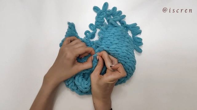 Шапка с помпоном из пряжи Alize Puffy fine. Мастер - класс. смотреть онлайн