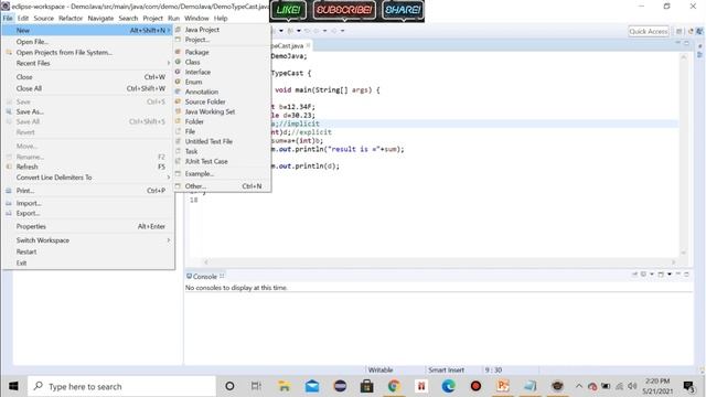 JAVA for Beginners | Session-6 Java Data Types & Typecasting Using Eclipse| Learning Java with Rekh смотреть онлайн