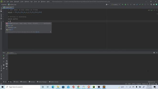 Sort an Array(List) in Python смотреть онлайн