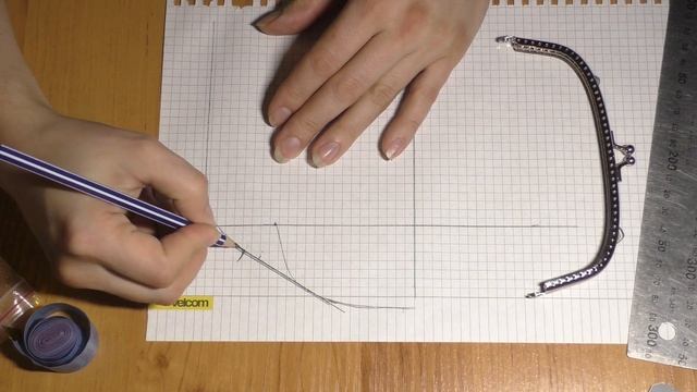 Сумочка с фермуаром.  Мастер класс. Построение выкройки