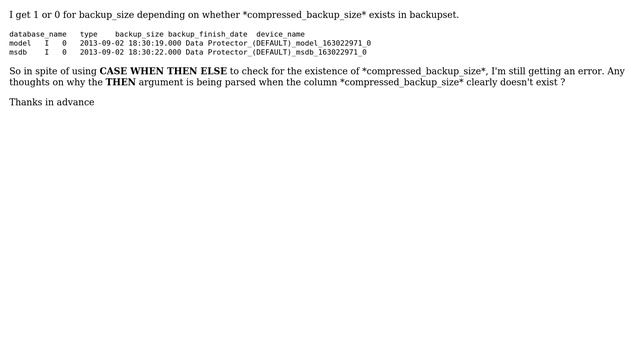 Databases: Check for column in backupset table смотреть онлайн