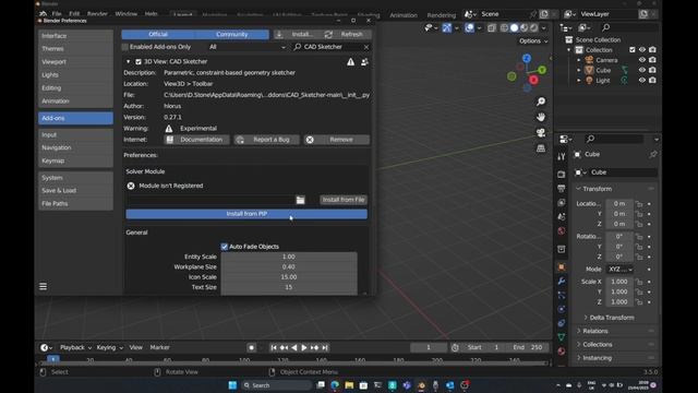 Learn CAD Sketcher | 1 | Installation and Uninstall (Blender) | Beginners Tutorial for 3D Printing смотреть онлайн