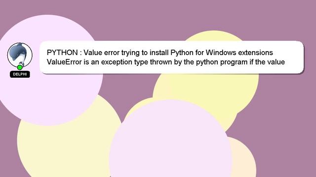 PYTHON : Value error trying to install Python for Windows extensions смотреть онлайн