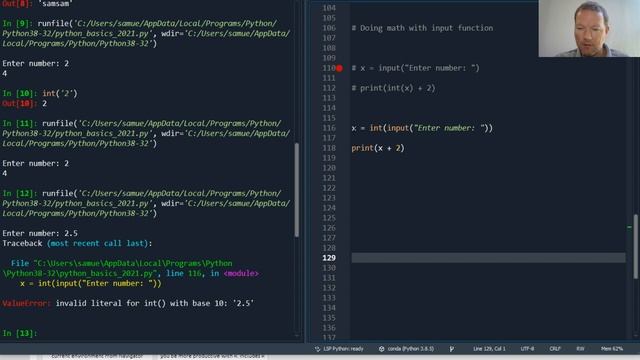 Python Basics Tutorial Doing Math with Input Function | Converting User Input смотреть онлайн