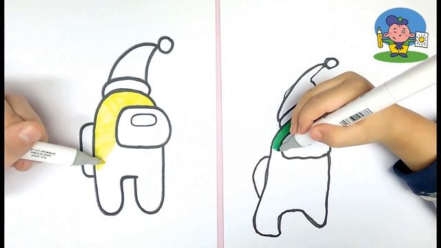 Как нарисовать АМОНГ АС / Раскраска Новогодний Амонг Ас / How to draw AMONG US смотреть онлайн