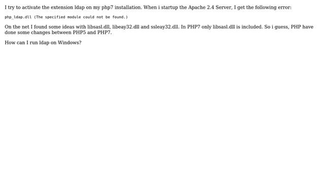 Ldap error on a Windows10 Client; Apache 2.4 and PHP 7.2.12 смотреть онлайн