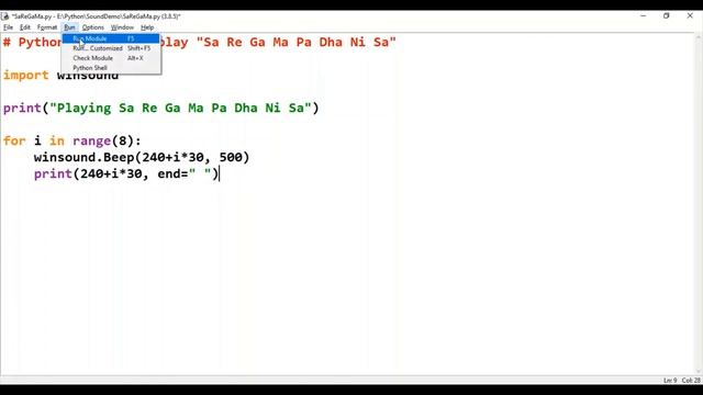 3 Lines Python Code to Play Sound || Sa Re Ga Ma Pa Dha Ni Sa Using winsound смотреть онлайн