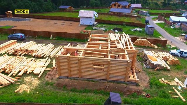 Дом из оцилиндрованного бревна под ключ - все этапы работ . смотреть онлайн
