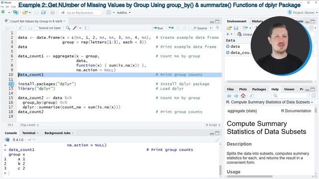Count NA Values by Group in R (2 Examples) | Base R & dplyr Package | group_by & summarize Function смотреть онлайн
