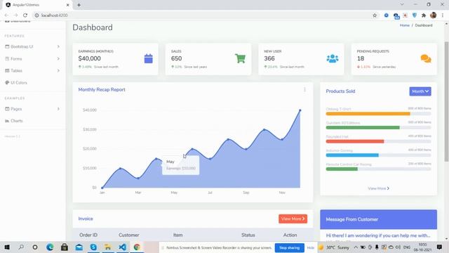 Angular 12 Free Admin Dashboard Website Responsive Template смотреть онлайн