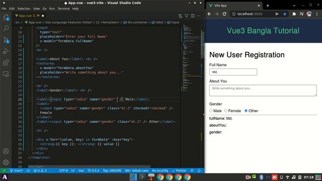 Vue.js 3 Bangla Tutorial: 52. Working with forms - Radio Button смотреть онлайн