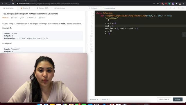 Longest Substring with At Most Two Distinct Characters - LeetCode 159 - Python смотреть онлайн