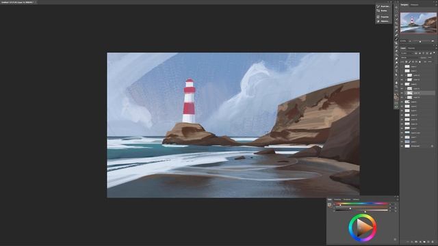 LANDSCAPE DIGITAL PAINTING! (Concept Art Tutorial) Lighthouse смотреть онлайн