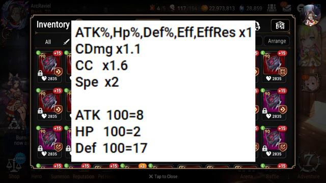 Gear Score Complete Guide In 3 Minutes, Multipliers And Flat Stats (Average Values) [Epic Seven]