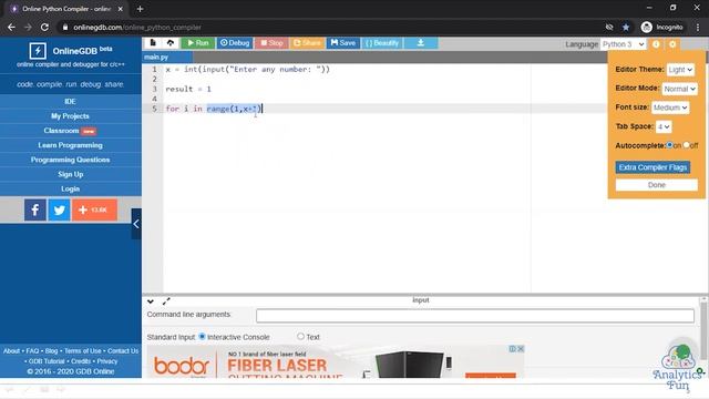 Python Interview Questions | Calculate Factorial in Python | Python tutorials by Analytics Fun смотреть онлайн