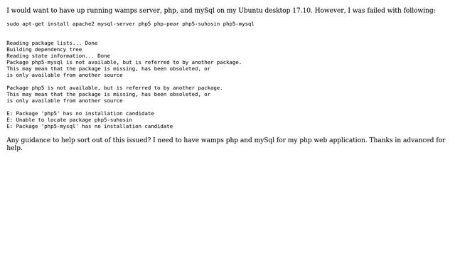 Ubuntu: How to install wamps php and mySql on Ubuntu desktop 17.10? смотреть онлайн