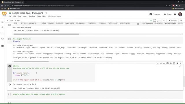 Google Colab - Using Magic Commands and Colab Features смотреть онлайн