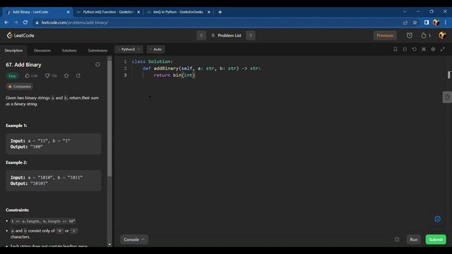 Leetcode 67 || Add Binary || @studytoexecute4402 || #leetcode #python смотреть онлайн
