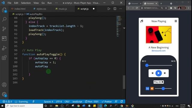 JavaScript Music Player Tutorial - #7 of 12 (Autoplay Button ) смотреть онлайн