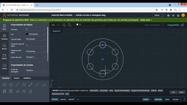 Autocad WEB- Como criar Matriz Polar no Autocad WEB смотреть онлайн
