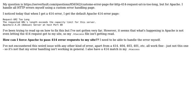 DevOps & SysAdmins: Apache not displaying custom 414 error смотреть онлайн