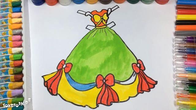 Развание и раскраска для девочек, Как нарисовать платье принцессы смотреть онлайн