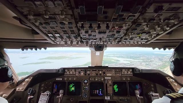 BOEING 747 Beautiful LANDING At Kennedy JFK Airport.  Low Level Helicopter On Finel, No Factor!