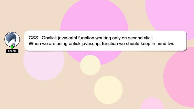 CSS : Onclick javascript function working only on second click смотреть онлайн