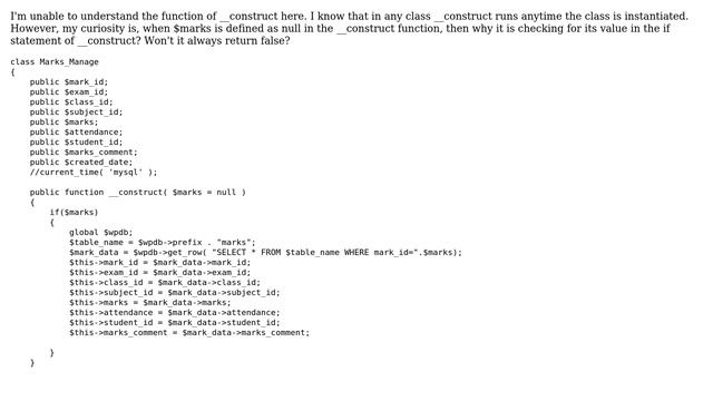Wordpress: How is construct function working even when variable is assigned null value? смотреть онлайн
