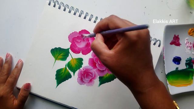 One Stroke Painting Roses I Acrylic Painting Tutorial I Flower Design I Elakkis ART смотреть онлайн