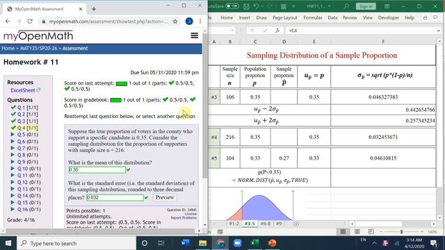 Statistics with Excel: Sampling distribution of sample proportion смотреть онлайн