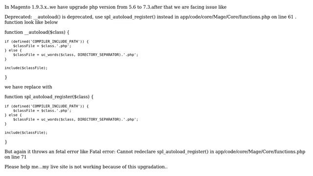 __autoload() Is Deprecated, Use Spl_autoload_register() Instead In...