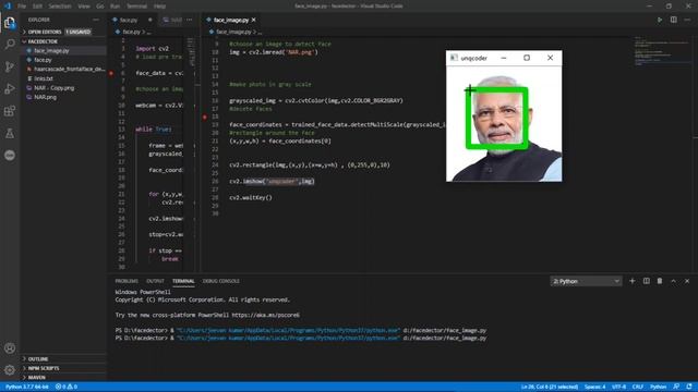 Face Detection in python | in telugu | using opencv | UNQ CODER смотреть онлайн