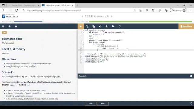 Python Essentials 2 || CISCO || LAB 3 .3 .1. 18 YOUR OWN SPILIT смотреть онлайн