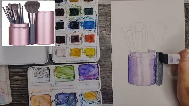 Рисуем акварелью набор кисточек. Онлайн-марафон в стиле Fashion. смотреть онлайн