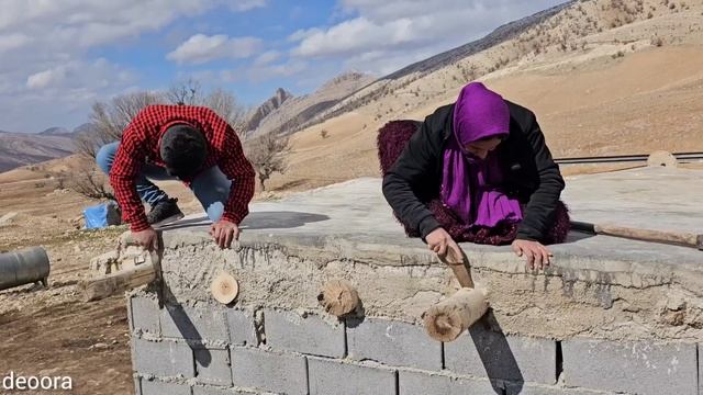 Romantic Renovation: Young Nomadic Couple Tarring The Roof Of Grandmother's Nomadic House