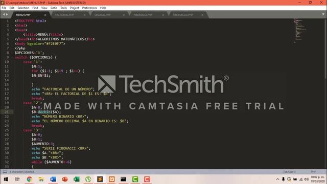 SOLUCIÓN DE ALGORITMOS DENTRO DE UN MENÚ (SWITCH-CASE) EN PHP смотреть онлайн