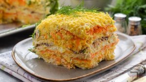 Как салат стал тортом. 
ЗАКУСОЧНЫЙ ВАФЕЛЬНЫЙ ТОРТ "МИМОЗА"