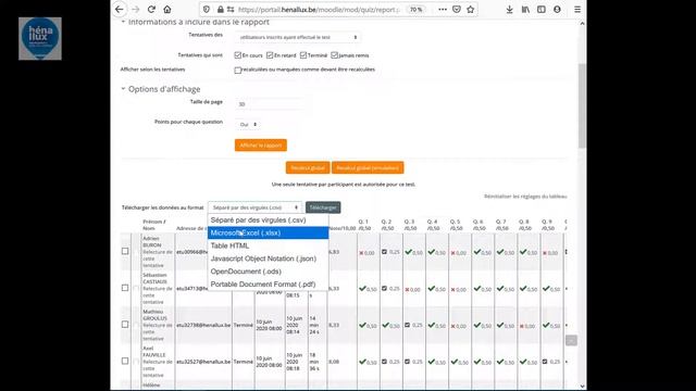 Explorer les résultats d'un test Moodle смотреть онлайн