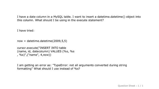 MySQL : Inserting a Python datetime.datetime object into MySQL смотреть онлайн