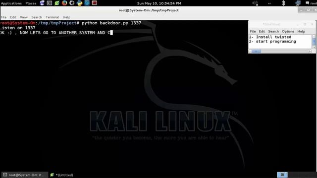 Programming a backdoor with Twisted -python- смотреть онлайн