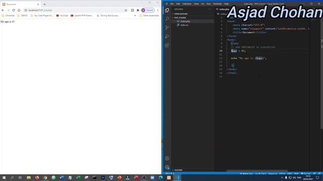How to use variable in echo and print function PHP l learn PHP |Asjad chohan| Lesson No 5 Urdu/hind смотреть онлайн